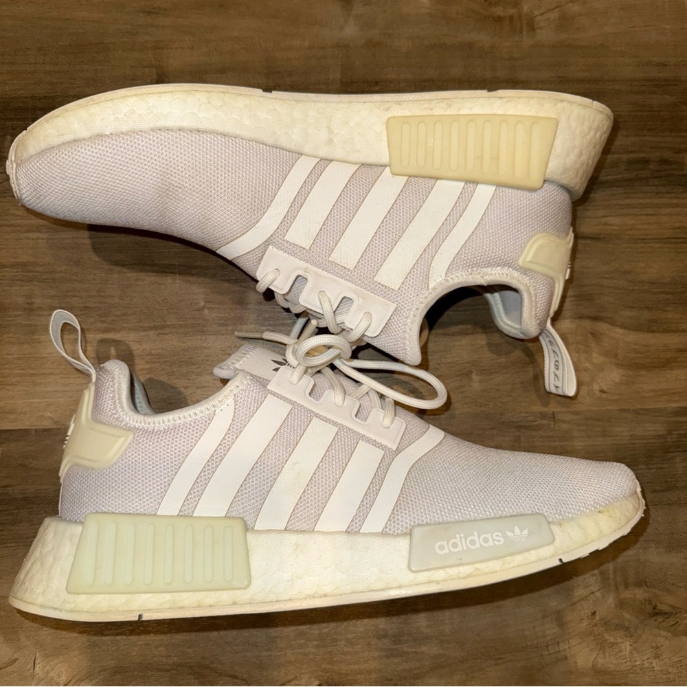 Adidas NMD R1 Sneakers in Cream and White size 8.5
